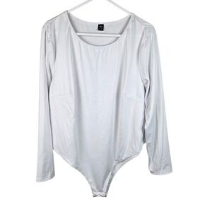 Shein Curve+ White Bodysuit Long Sleeve Plus‎ Size 5X Scoop Neck Womens